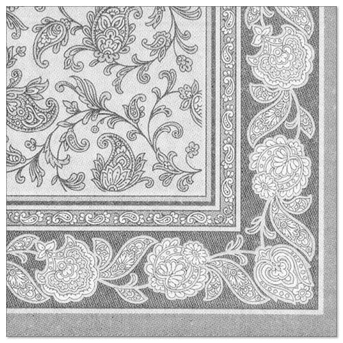 50 Tovaglioli  cm 40x40 ''ROYAL Collection'' piega 1/4 decoro  ''Ornaments'' grigio