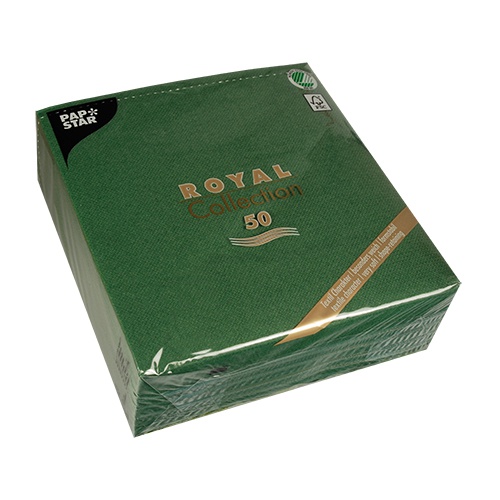 50 Tovaglioli cm 40x40 ''ROYAL Collection'' piega 1/4  verde scuro