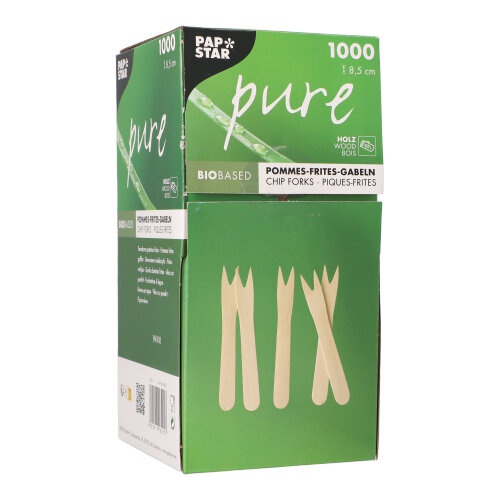 1000 Forchettine di legno ''PURE'' 8,5 cm lunghezza