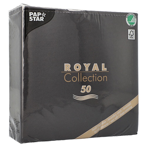 50 Tovaglioli cm 40x40 ''ROYAL Collection'' piega 1/4 nero