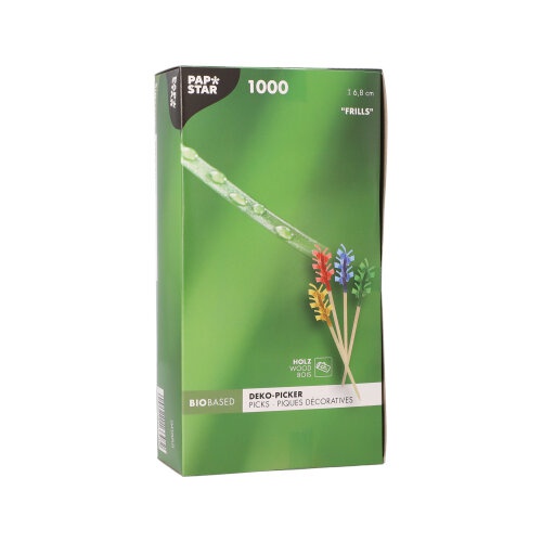 1000 Stecchini per party 6,8 cm ''Ornamenti'' colori assortiti