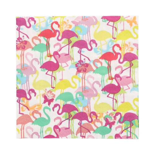 20 Tovaglioli, 3-veli piegato per 4 33 c m x 33 cm "Flamingoparty"