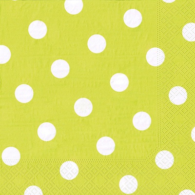 20 Tovaglioli cm 40x40, 3-veli piega 1/4 decoro ''Dots'' verde limone