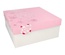 15 Scatole per dolci di carta con coperchio, rettangolari 30 cm x 30 cm x 13 cm, decoro ''Lovely Flowers'' colore bianco/rosa