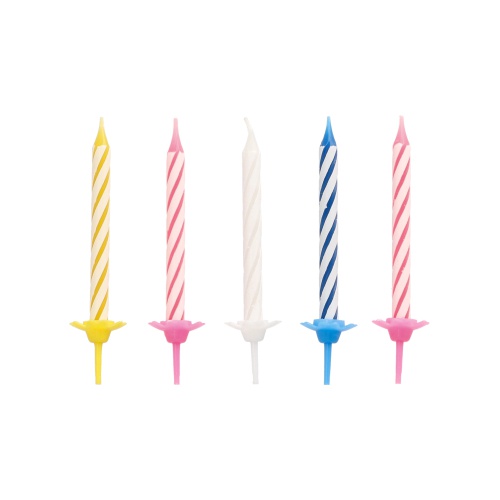 24 Candeline per compleanno con supporto 6 cm colori assortiti