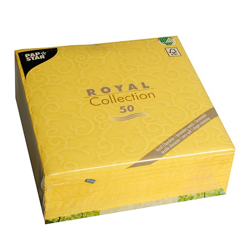 50 Tovaglioli cm 40x40, ''ROYAL Collection'' piega 1/4, decoro  ''Casali'' giallo