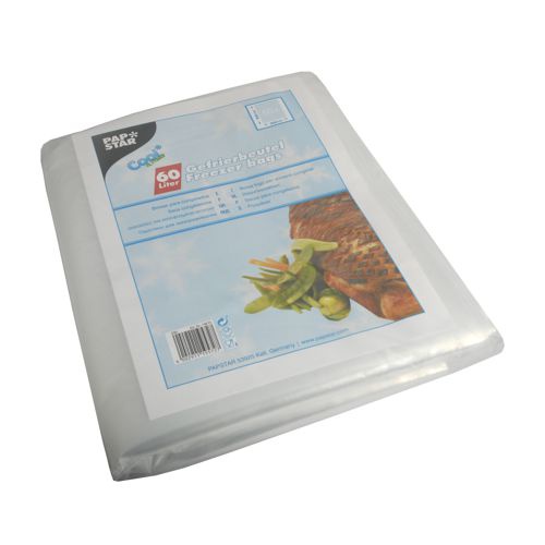 50 Sacchetti per congelare alimenti LDPE 60 l capacità, 90 cm x 50 cm trasparente
