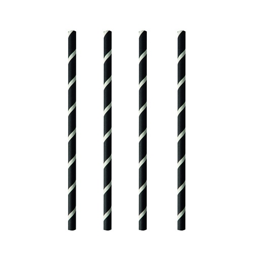100 Cannucce per frappè, carta "pure" Ø 8 mm · 20 cm nero/bianco "Stripes"