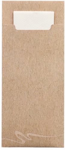 520 Busta portaposate 20 cm x 8,5 cm nat urale incl. tovagliolo bianco 33 x 33 cm
