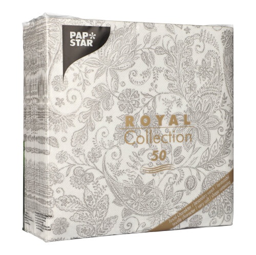 50 Tovaglioli "ROYAL Collection" piegato per 4 40 cm x 40 cm grigio "Paisley"