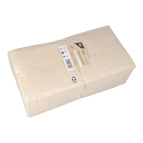 500 Tovaglioli, 1-velo piegato per 4 33 cm x 33 cm naturale realizzato con carta