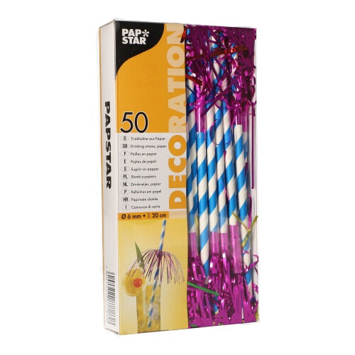 50 Cannucce di carta Ø 6 mm · 20 cm blu/ bianco "Fireworks"