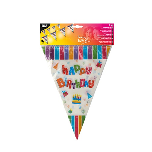 Ghirlanda di bandierine in plastica impermeabile 4 m ''Happy Birthday''