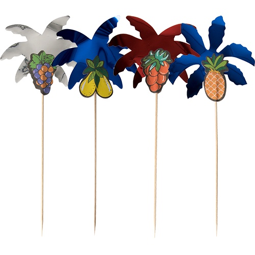 50 Stecchini per party 19,5 cm modello ''Palm Leaf'' colori assortiti