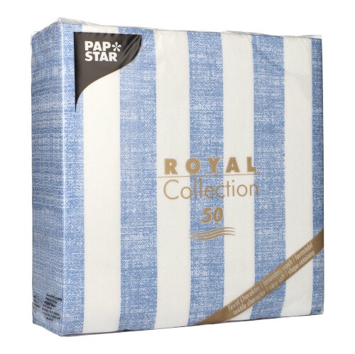 50 Tovaglioli "ROYAL Collection" piegato per 4 40 cm x 40 cm blu "Lines"