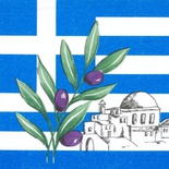 50 Tovaglioli cm 33x33, 3-veli piega 1/4 decoro ''Greece''