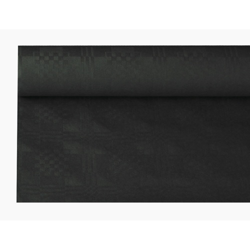 Tovaglia di carta in rotolo 8 m x 1,2 m con goffratura damascata  nero