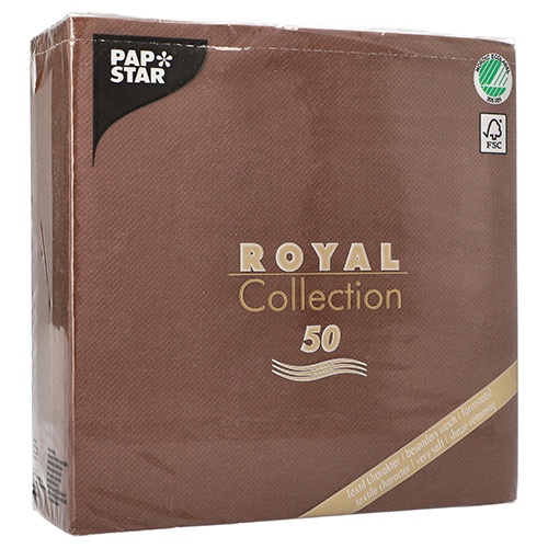 50 Tovaglioli cm 40x40  ''ROYAL Collection'' piega 1/4 marrone