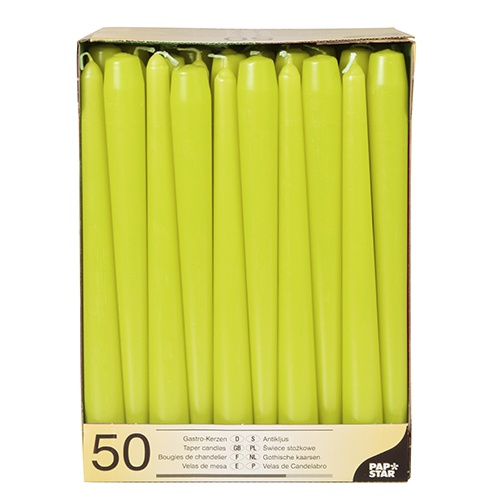 50 Candele coniche Ø 2,2 cm · 25 cm verde limone