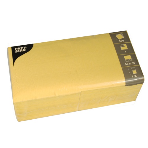 500 Tovaglioli cm 33x33, 1-velo, piega 1/4 giallo