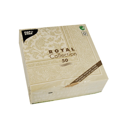 50 Tovaglioli  cm 40x40 ''ROYAL Collection'' piega 1/4  ''Ornaments'' champagne