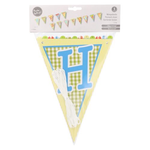 Ghirlanda di Bandierine in carta 4 m ''Happy Birthday'' laccato