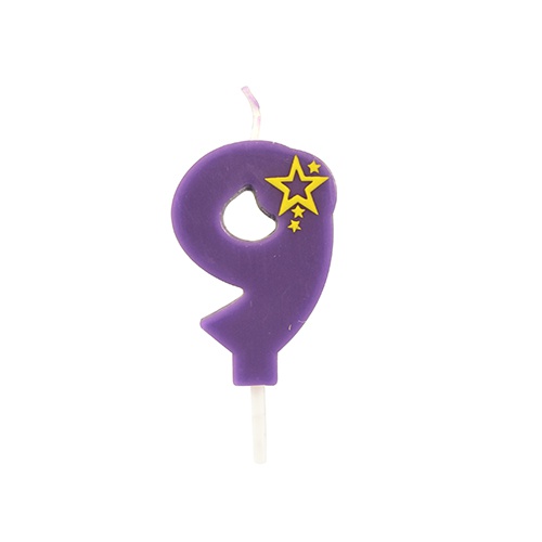 Candele per compleanno, mini 6,8 cm viol a "9"