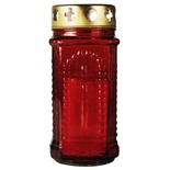 Lanterne votive Ø 7,5 cm · 17 cm rosso di vetro, complete di lumino votivo