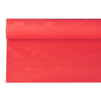 Tovaglia di carta 6 m x 1,2 m con goffratura damascata colore rosso
