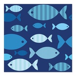 20 Tovaglioli, 3-veli piegato per 4 33 c m x 33 cm "Blue Fish"
