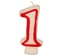 Candele per compleanno 7,3 cm bianco ''1'' con bordo rosso