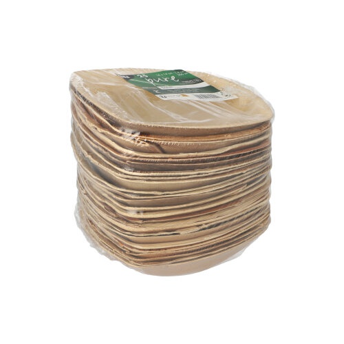 25 Vassoi Foglie di palma "pure" 200 ml 4 cm x 14 cm x 14 cm naturale "QUADRATO"
