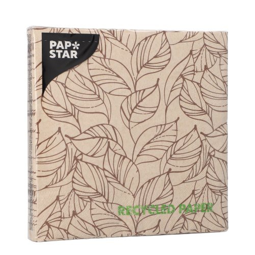 20 Tovaglioli, 3-veli piegato per 4 33 c m x 33 cm naturale "Shapes of Leaves" re