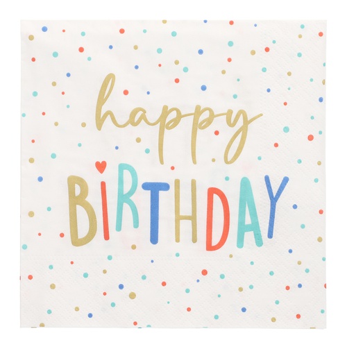 20 Tovaglioli, 3-veli piegato per 4 33 c m x 33 cm "Happy Birthday"