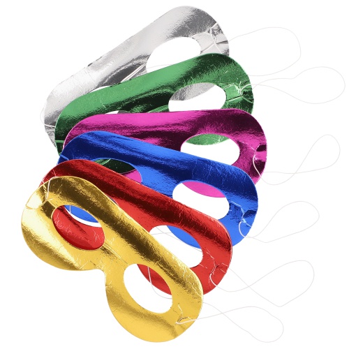 6 Maschere Carnevale colori assortiti ''Metallizzati''