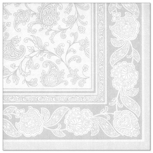 20 Tovaglioli  cm 40x40 ''ROYAL Collection'' piega 1/4 decoro ''Ornaments'' bianco