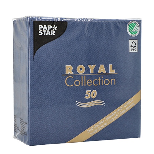 50 Tovaglioli "ROYAL Collection" piegato per 4 33 cm x 33 cm blu scuro