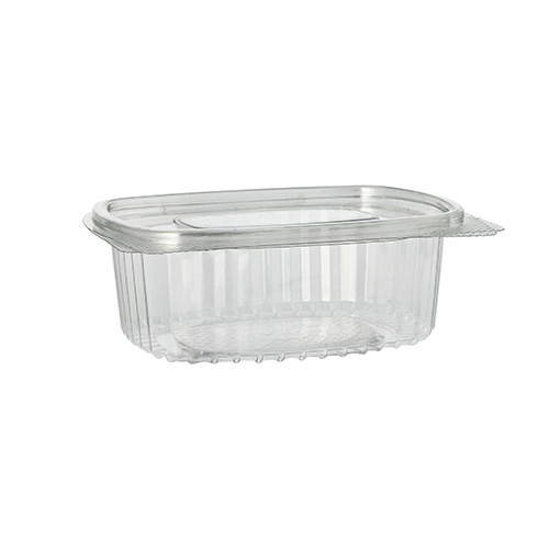 50 Feinkost- und Salatschalen mit Klappd eckel, R-PET ovale 375 ml 5 cm x 11,5 cm