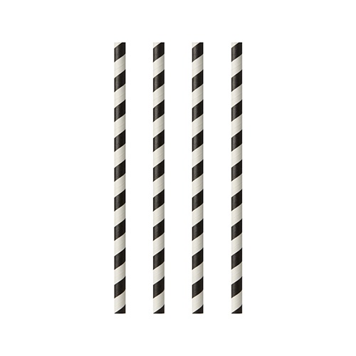 100 Cannucce di carta "pure" Ø 6 mm · 24 cm nero/bianco "Stripes"