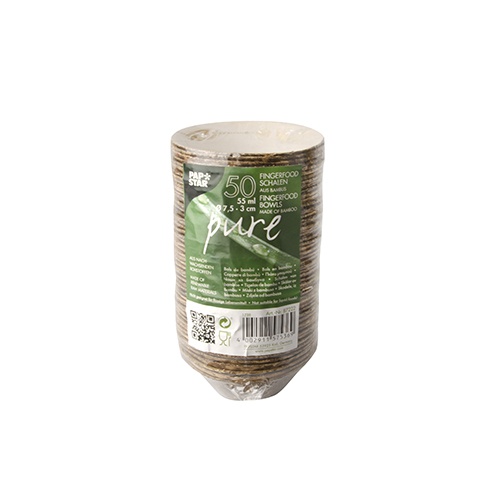 50 Fingerfood - Coppette, bambù "pure" r otondo 55 ml Ø 7,5 cm · 3 cm