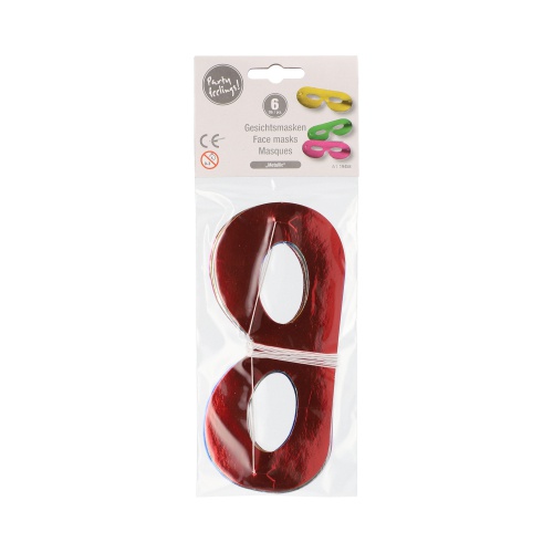 6 Maschere Carnevale colori assortiti ''Metallizzati''